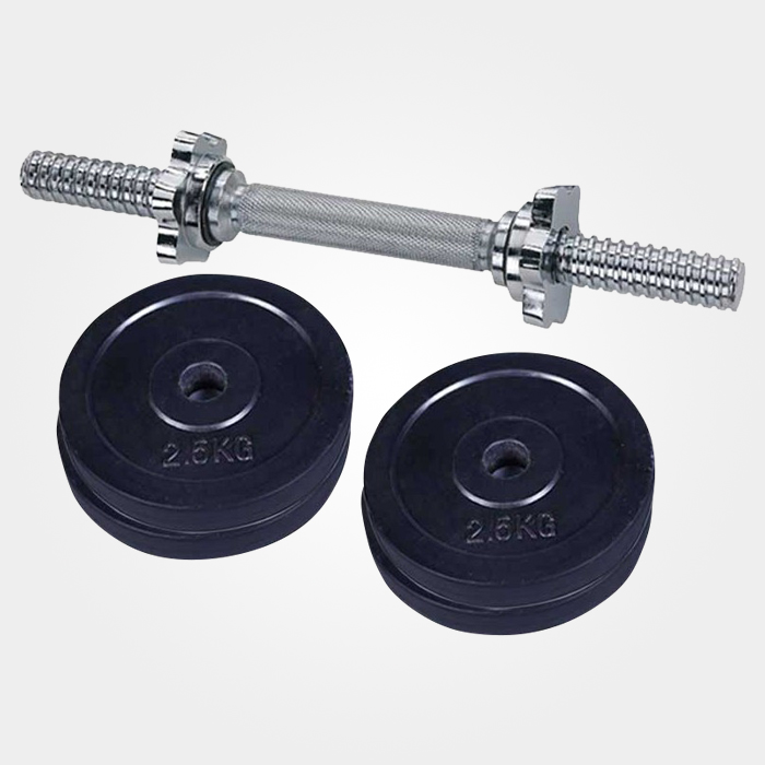 Combo Pack Of Four Pieces Dumbbell Set With Stick 10Kg (Black & Silver)